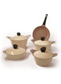 Buy Tornado Donocook Granite Cookware Set 9Pc Cappucino in UAE