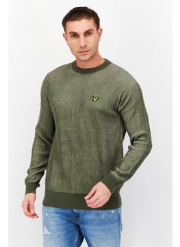 اشتري Men Crew Neck Long Sleeve Embroidered Logo Sweatshirt, Olive في السعودية