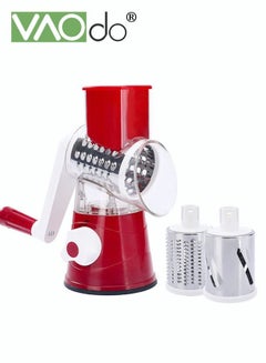 Buy 3 In 1 Kitchen Manual Rotary with Handle and 3 Interchangeable Stainless Replacement Blade Fragrance Grinder Cheese Grater in Saudi Arabia