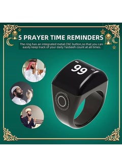 Buy Smart Electronic Zikr ring 22mm size with Digital Azan Alarm Clock Tasbeeh in Saudi Arabia