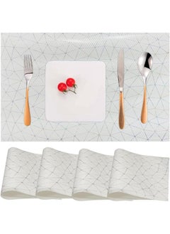 اشتري Placemats for Dining Table Easy to Clean Plastic Washable Placemat for Kitchen Table Indoor Outdoor Table Mats Heat-resistant Washable Woven Vinyl Table Mats في الامارات