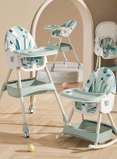 اشتري Baby High Chair 6 in 1 Baby Dining Chair Folding Recline Feeding Booster Seat Foldable Safe Toddler Dining Car with Roller Wheels & Meal Tray for Babies & Kids في الامارات