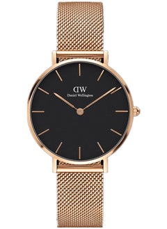 Buy Petite Melrose Black Round Watch for Women 32mm Dial with Rose Gold Stainless Steel Strap DW00100161 in Saudi Arabia