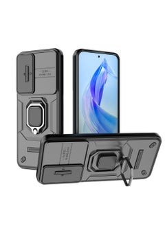 Buy Honor 90 Lite 5G Case Cover with Slide Camera Cover & Ring Holder, Kickstand Shell Back Cover Scratch-Resistant Shock-Absorbing Protector Accessories Kickstand Stand Magnetic Car Ring Holder in UAE