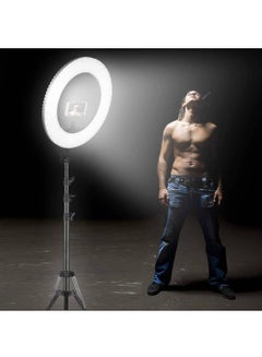 Buy 18 Inch LED Video Ring Light Fill in Lamp Studio Photography Lighting 50W adjustable Brightness 3200K 5500K Color Temperature with Smartphone Holder Cold Shoe Base Carrying Bag in UAE