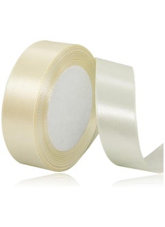 Buy Beige Satin Ribbon 2 CM x 25 Yards, Solid Color Polyester Fabric Ribbon for Gift Wrapping, Crafts, Bows Making, Wreaths, Sewing Projects, Baby Showers and Wedding Party Decoration in Egypt