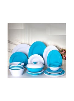 Buy Melamine dinner set, 38 pieces, pure round granite, turquoise * white, 8525 in Egypt