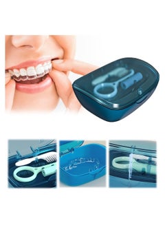 Buy 2-Tier Retainer Box Container, Partial Mouth Guard Container Case Denture Box Orthodontic Denture Storage Boxes Navy in UAE