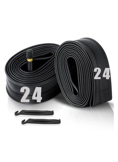 اشتري SYOSI 2 Pcs 24" Bicycle Tubes, 24x1.75-2.125 Inches Bicycle Tube with 2 Tire Levers Butyl Rubber Bike Inner Tube with 32mm Schrader Valve for Road/MTB/Kids Bike في الامارات