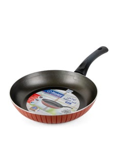 Buy Frying Pan With Glass Lid Nonstick With Flat Bottom Suitable For Induction Cooker Halogon Oven And Gas Stove Black/Red 32 Cm in Saudi Arabia