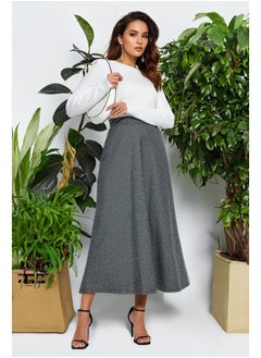 Buy Gray High Waist A-Line Knitted Skirt With Button Closure TCTAW23EE00052 in Egypt