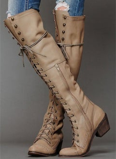 Buy Fashion Knee High Boots For Women Brown in Saudi Arabia