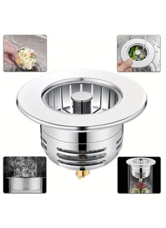 اشتري Upgraded 3-In-1 Kitchen Sink Strainer And Stopper, 304 Stainless Steel Pop-Up Sink Stopper with Fast Drainage, Anti-Clogging Basket Filter, Odor And Insect Blocking for US Standard 3-1/2 Inch Drain في السعودية