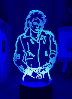 Buy Multicolour LED Night Lights MJ Michael Jackson Sign 3D illusion Lights Table Desk Lamp 7/16 Color Change Acrylic USB LED Children's Room Decor Night Light in UAE