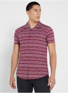 اشتري Pure Cotton Printed Casual Shirt With Half Sleeve And Resort Collar في الامارات