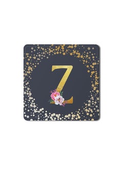 اشتري Designer Leather Coasters Mat for Beverage Drinks- Custom Monogram Initial Letter Floral Pattern Alphabet - Z (Grey) في الامارات