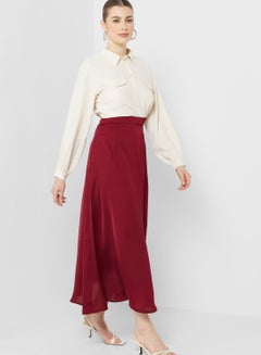 Buy High Waist Solid Skirt in Saudi Arabia
