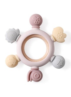 اشتري Baby Teether Infant Teething Toy Silicone Baby Teething Toys BPA Free Silicone Chewable Rings with Organic Featuring Multiple Textures to Soothe Gums Ages 6 Months and Up في السعودية