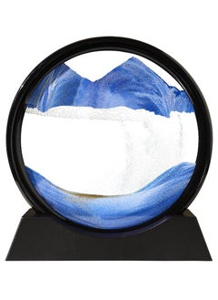 Buy Sand Art Liquid Motion, Round Glass 3D Moving Sand Art Picture Deep Sea Sandscape in Motion Display Flowing Sand for Adult Kid Desktop Home Office Work Decor (Blue, 7inch) in UAE