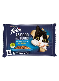 اشتري Tuna And Cod Wet Cat Food Pouch 85g 4 Sachets في الامارات