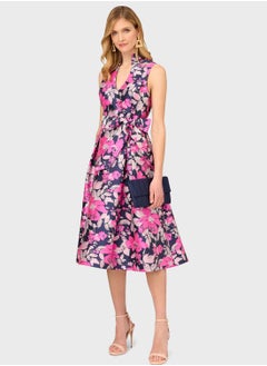 Buy V-Neck Printed Dress in UAE