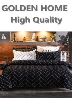 Buy King/queen/single size, striped pattern duvet cover set. 6 Piece set includes 1 Comforter Cover, 1 Fitted Bedsheet,4 Pillowcases in UAE