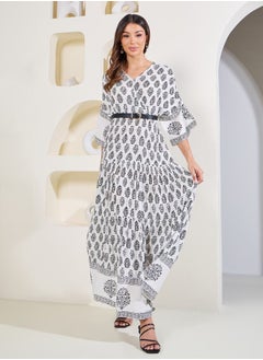 Buy AOP Kimono Sleeves Tiered Maxi Dress in Saudi Arabia