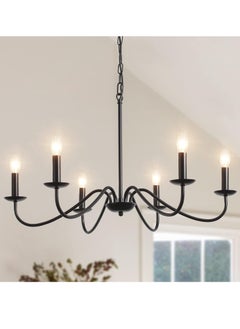 Buy Black Chandeliers Ceiling Lights Living Room 6 Lights Pendant Light Fitting Industrial Ceiling Lighting For Kitchen Dining Room Bedroom Hall Height Adjustable, E14 Bulbs in UAE