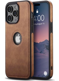 Buy iPhone 15 Pro Case, Vegan Leather Protective Case for iPhone 15 Pro 6.1", Luxury, Elegant and Beautiful Design Cover, Non-Slip Vintage Looking Perfect Stitching Leather Case (Brown) in UAE