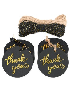 اشتري 100Pcs Thank You Tags Gift Tags With String Round Paper Tags With Holes Exquisite Black And Gold Tags Thank You Hang Tag For Craftworkweddingbirthdaybaby Showerthanksgiving في الامارات