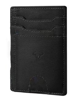 Buy Genuine Leather Slim Wallet RFID Blocking Skinny Minimal Thin Front Pocket Wallet Sleeve Card Holder for Men 7 Card Slots 1 ID Window in UAE