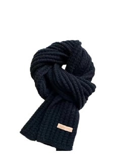 Buy Vintage Knitted Unisex Handmade Knitting Scarf - Soft Warm Long Scarf for Winter, Elastic, Decorative and Windproof, Outdoor, Hand Wash - 180 x 27.5 cm Black in Saudi Arabia