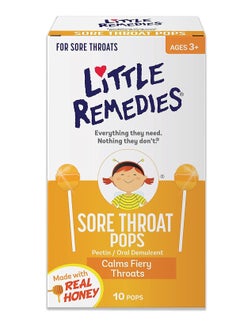 Buy Little Remedies Sore Throat Pops with Real Honey for Kids 3 years and more in UAE