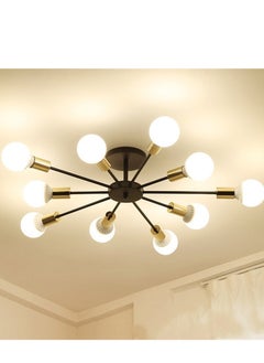 Buy Ceiling Light Fixture 8-Lights Semi Flush Mount Ceiling Light Modern Sputnik Chandelier Black Ceiling Lighting Farmhouse Industrial for Dining Room Living Room Porch Kitchen in Saudi Arabia