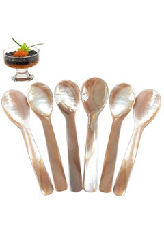 Buy Caviar Spoons Set Coffee Color Spoon with Round Handle for Egg Serving Ice Cream Restaurant 6 Pieces 3.54 Inches in UAE