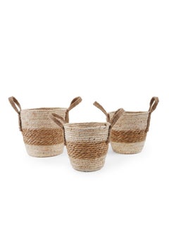 اشتري Racque 3-Piece Decorative Basket With Handle Set - Natural في الامارات