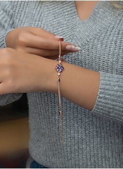 Buy Amethyst Stone Leaf Flower Bracelet - Silver in Egypt