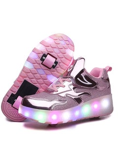 اشتري New Double Wheel Skate Shoe Luminous Pulley Shoes في الامارات