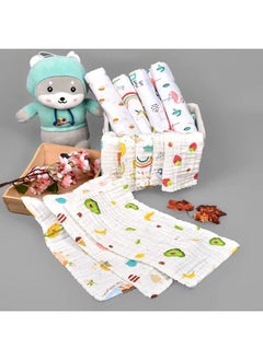 اشتري Organic Muslin New Born Baby Gift Set Blue White 12 Items Pack Of 4 Muslin Swaddle Pack Of 5 Muslin Napkin 3 Burp Towel في الامارات