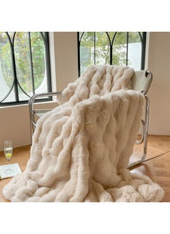 Buy Luxury Faux Rabbit Fur Throw Blanket Super Soft Heavy Warm Plush Fuzzy Cozy Blankets for Couch Bed Sofa in UAE