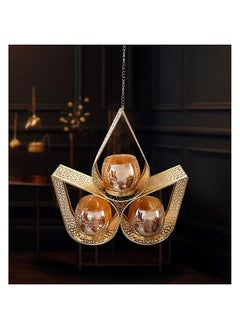 اشتري Medalion Hanging Metal Candle Holder Titanium 26X7X26 Cm Gold في الامارات