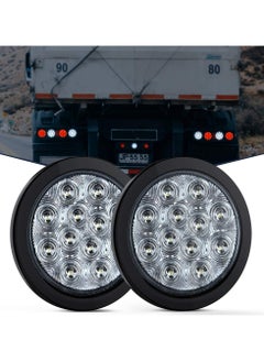 اشتري Tail Light 4"" White Round LED Reverse Back Up Light w/Surface Mount Grommet Plugs Trailer Tail Lights 12 LED, with Turn Signal Truck Trailer Light Side Light, for Truck Trailer RV Jeep, 2PCS (TL-26) في السعودية