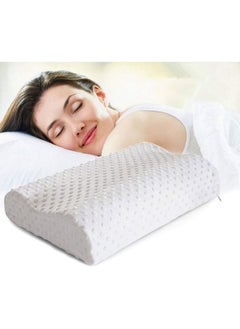 Buy Cervical Orthopedic Memory Foam Pillow Standard Size Neck & Back Support Pillow for Sleeping with Removable Zipper Cover White 48*10.2*28cm in UAE