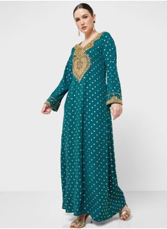 Buy Embellished Crew Neck Jalabiya in UAE