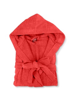 Buy Bathrobe Unisex Adult velour Salerino 100% Cotton 1350 Grams Luxury Feel Premium Look Super Absorbent Quick Dry Hood & Pocket Size EXTRA LARGE Red Color in UAE