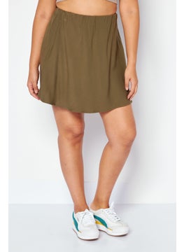 اشتري Women Plain Pull On Mini Skirt, Olive في السعودية