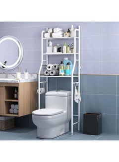 Buy 3-Tier Bathroom Toilet Shelf Rack White 68x25x153cm in Saudi Arabia