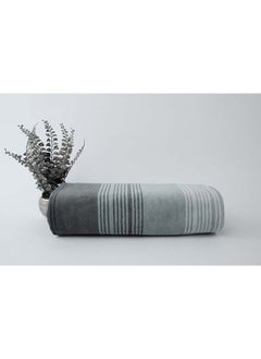 Buy Towel Zooni 500 Gsm 100% Cotton-Pile To Pile Velor Stripe1 Bath  70X140 CmSoft Touch Extra Absorbent-Grey in Saudi Arabia