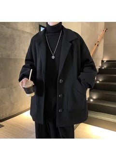 اشتري Autumn Winter Mens Woolen Coat Korean Casual TrendyBlack Black في السعودية