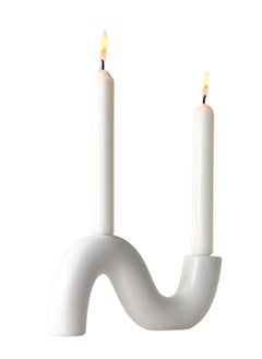 Buy Bamboo Decor | Contemporary Ceramic Candle Holder _ Minimalist Design _Nordic Style Vase_ Boho Décor For Dining-Console-Accent Table (N Shape White) in UAE